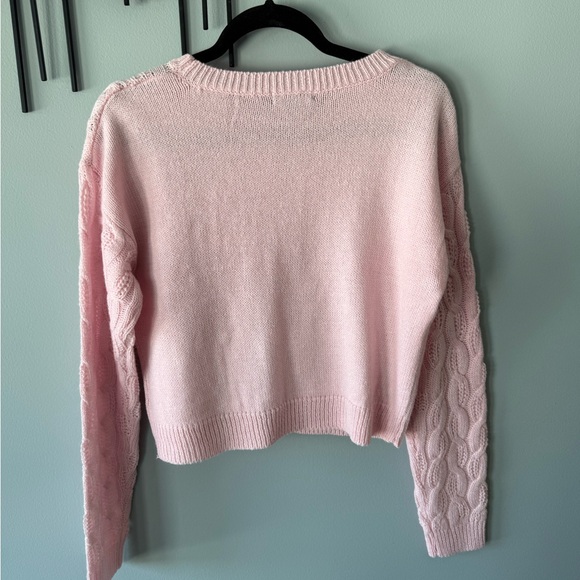 Aqua Blues Light Pink Sweater with Ribbon Accents - Picture 2 of 3